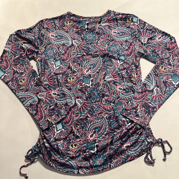 Caribbean Joe Women's UPF 30+ Long Sleeve Rashguard Swim Shirt  Paisley Floral - Picture 7 of 7